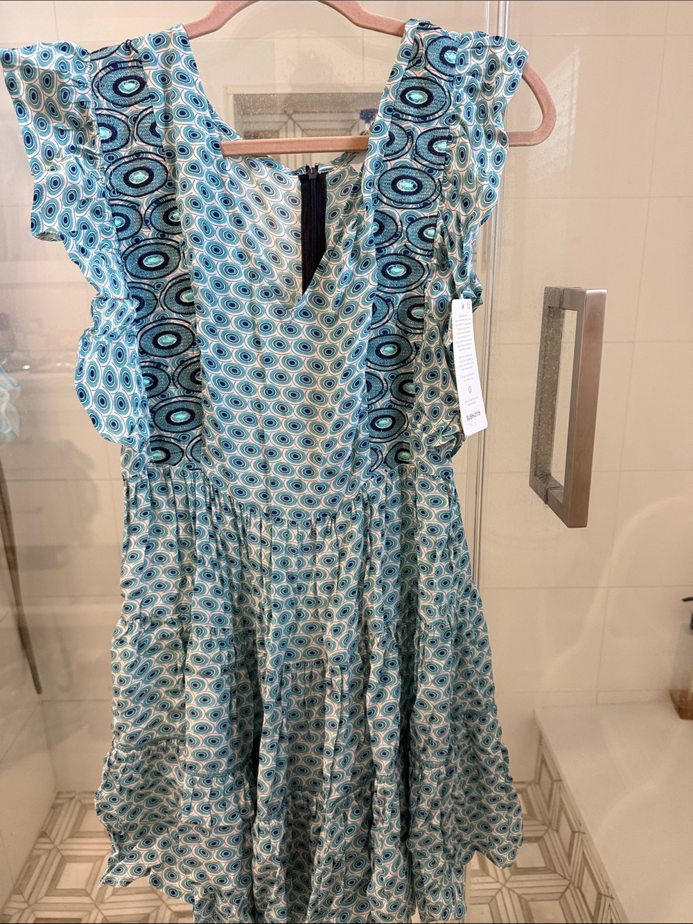 NWT TAJ by Sabrina Crippa Blue and White Printed Mini Dress